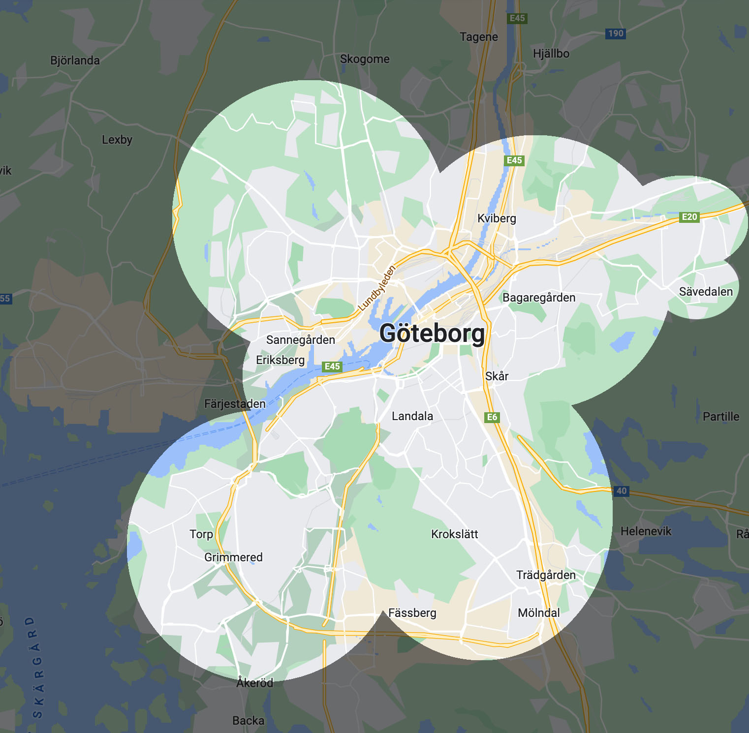 Supported areas for home delivery